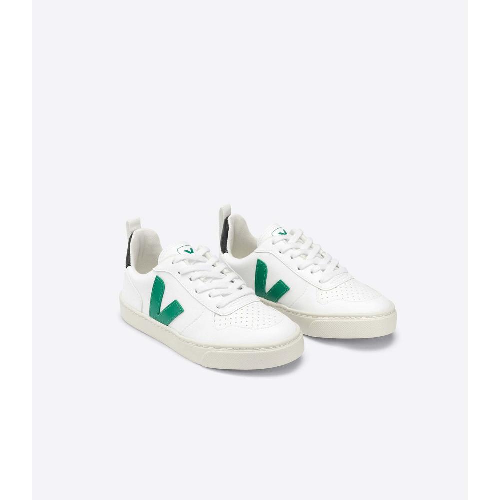 Kids' Veja V-10 LACE CWL Shoes White/Green | ZA 788TCE